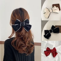 big bowknot hairpin sweet hair accessories girls solid color cute sweet simple women flannel barrettes metal hair clip