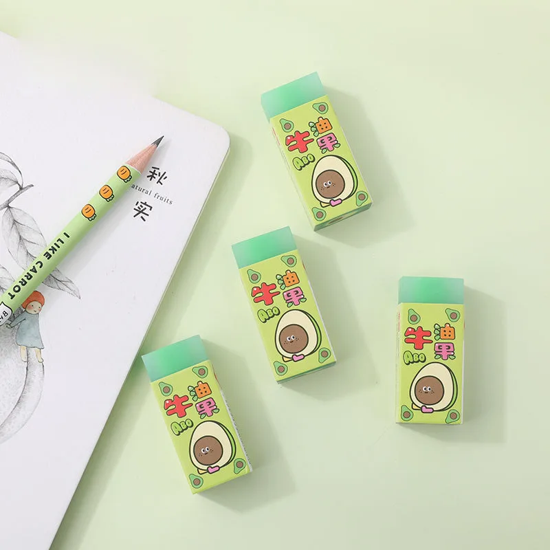 

36 pcs/lot Kawaii Avocado Eraser Cute Writing Drawing Rubber Pencil Eraser Stationery For Kids Gifts school suppies