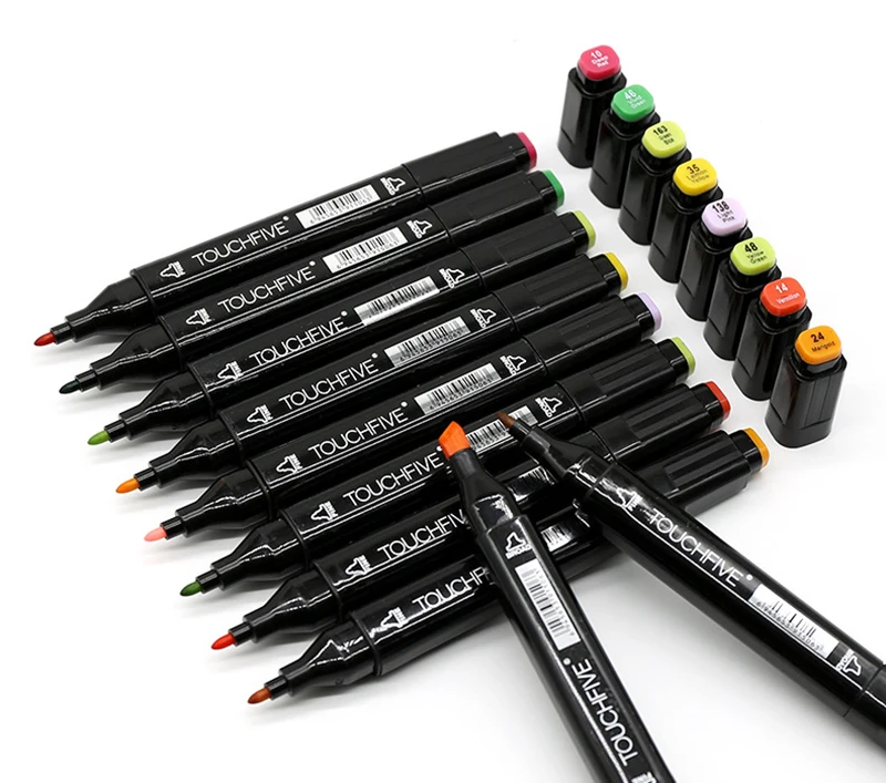 TOUCHFIVE 60 Color Dual Head Art Marker Set Alcohol Sketch Markers Pen for Artist Drawing Manga water color brush | Канцтовары для