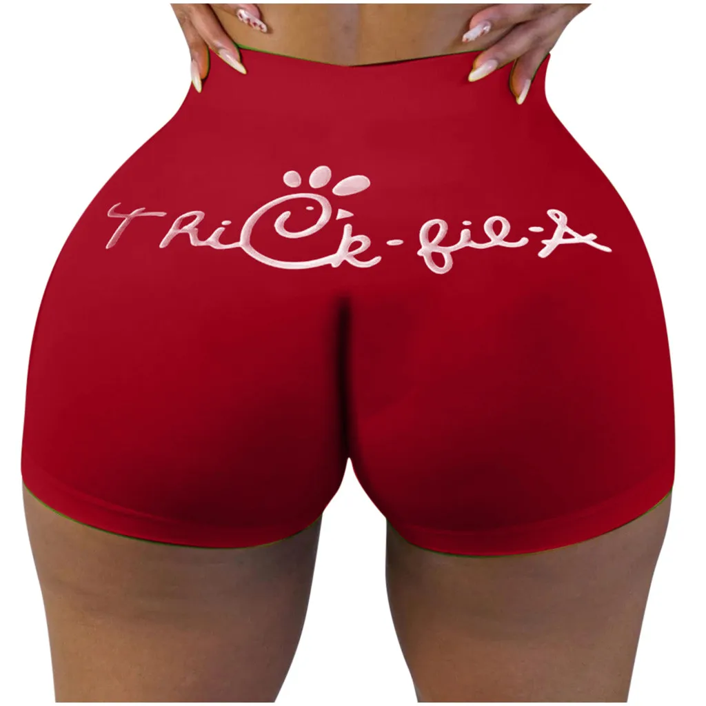 

Women Comfortable Soft Shorts Letters Print Clubwear Homewear Summer Casual Elastic Waist Stretch Slim Shorts
