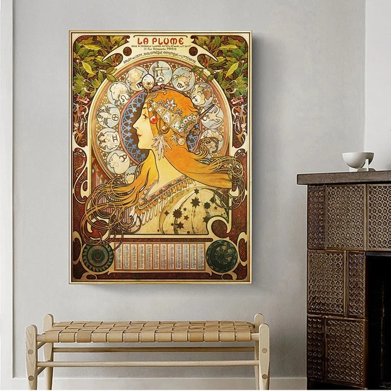 

Alphonse Mucha Canvas Art Posters and Prints Art Vintage Woman Canvas Paintings on The Wall Art Pictures for Living Room