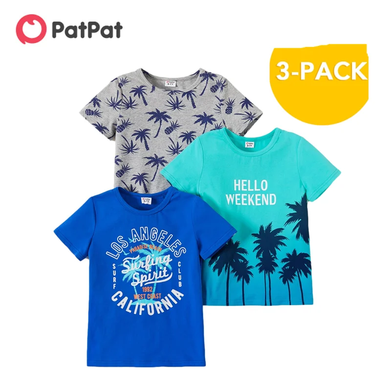 Новое поступление 2021 летняя детская футболка из 3 предметов PatPat с кокосовым
