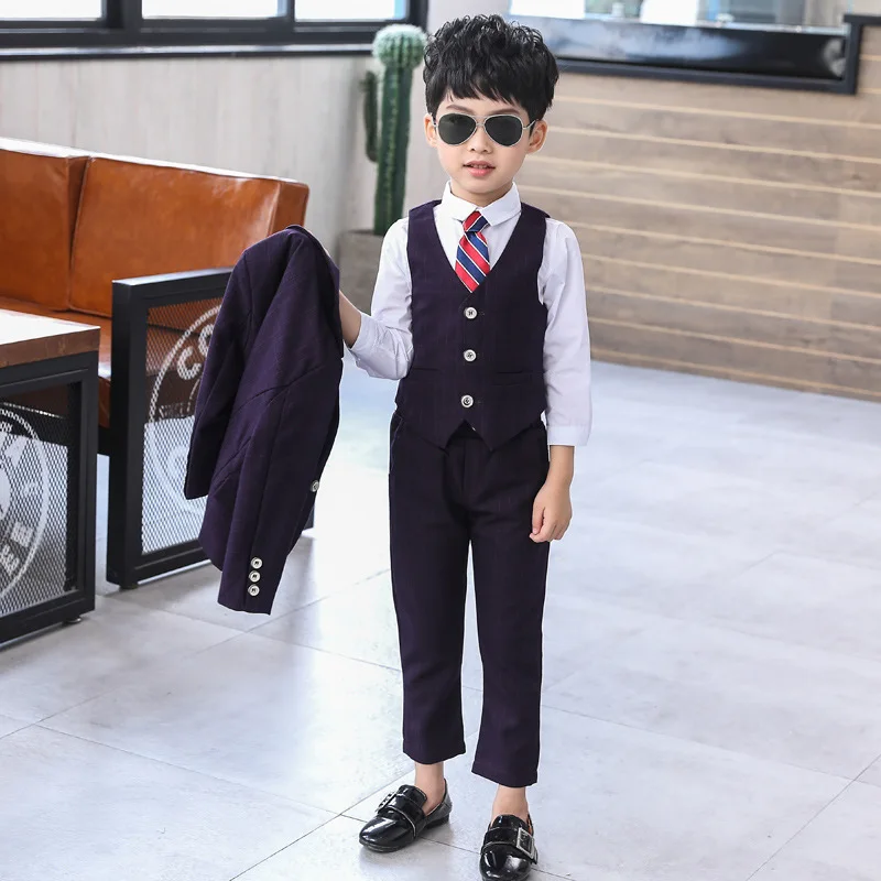 Детский весенне-осенний костюм комплект платья цветочный для мальчиков на