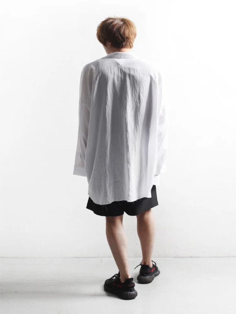 Men's Long Sleeve Shirt Spring And Autumn New Pure Color Simple Korean Fashion Casual Loose Large Size Shirt