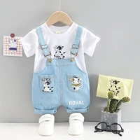 boys and girls clothing sets summer baby boys clothes sets cartoon cow tops bib 2 piece summer sets 1 3 years old