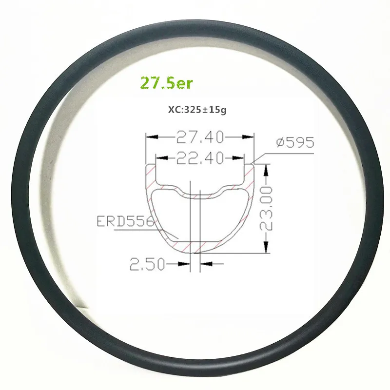 Kaufen 27,5 Zoll Mtb Fahrrad Felge Asymmetrische XC Tubeless Rad 27,4 X23mm Carbon Rim 24H 28H 32H 36H 27,5 Er Mountainbike Felge
