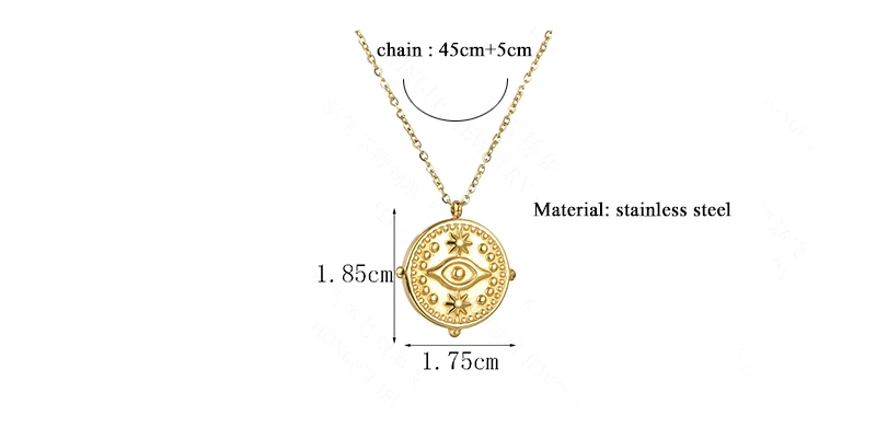 

Peri'sBox Round Evil Eyes Pendant Necklaces Embellished With Raised Stars Beads Necklaces Fashion Goth Vintage Necklaces 2020