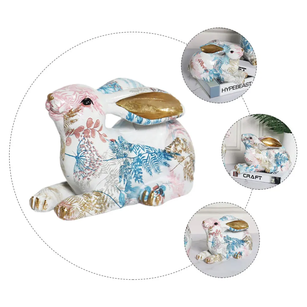 

1pc Rabbit Figurine Resin Rabbit Sculpture Desktop Ornament, (Assorted Color)