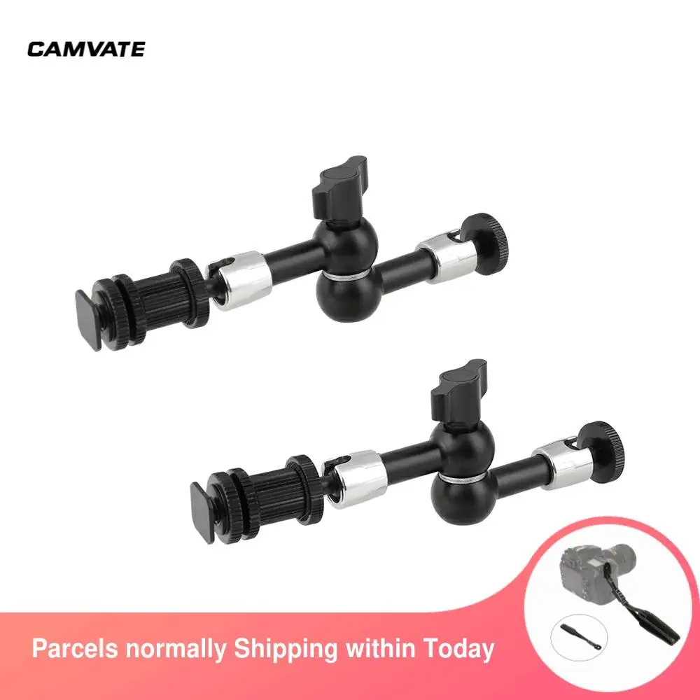 

CAMVATE 2 Pieces 7"Articulating Magic Arm With Hot Shoe Mount & 1/4" -20 Screw For Monitor,Video Light,Flash,Microphone Mounting