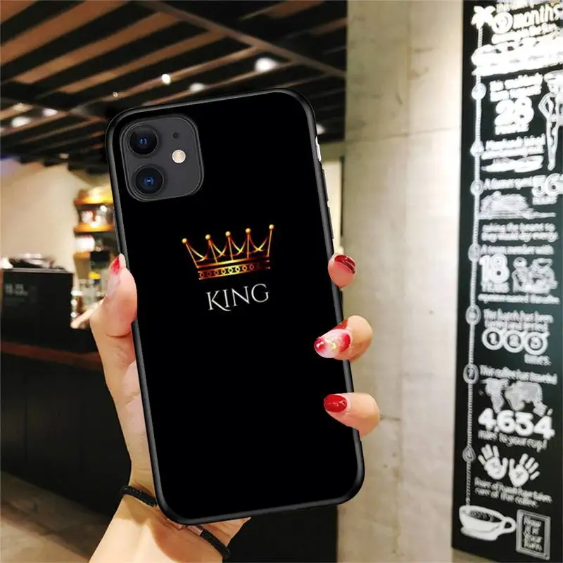 

King Queen Crown Phone Case For Iphone Case 5 5s se 6 6s 7 8 11 12 X Xs Xr Pro Plus Max Mini Cover