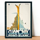 Настенная живопись летний и Зимний спорт-шамоникс, Монт-Блан, Франция, винтажный постер для путешествий, Картина на холсте, украшение для дома, пейзаж