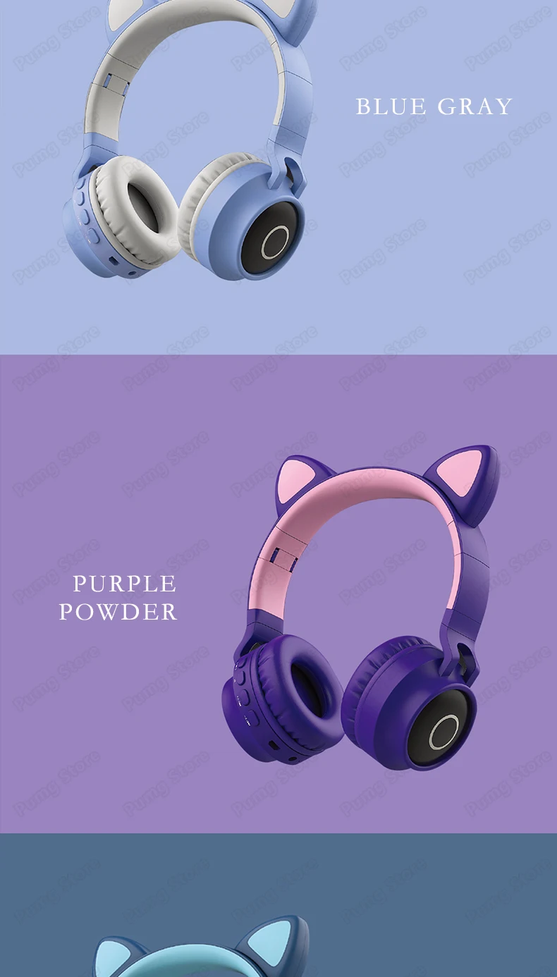 Милый светодиодный Bluetooth 5,0, беспроводные наушники с кошачьими ушками для косплея, супер бас игровая гарнитура для музыки с микрофонами