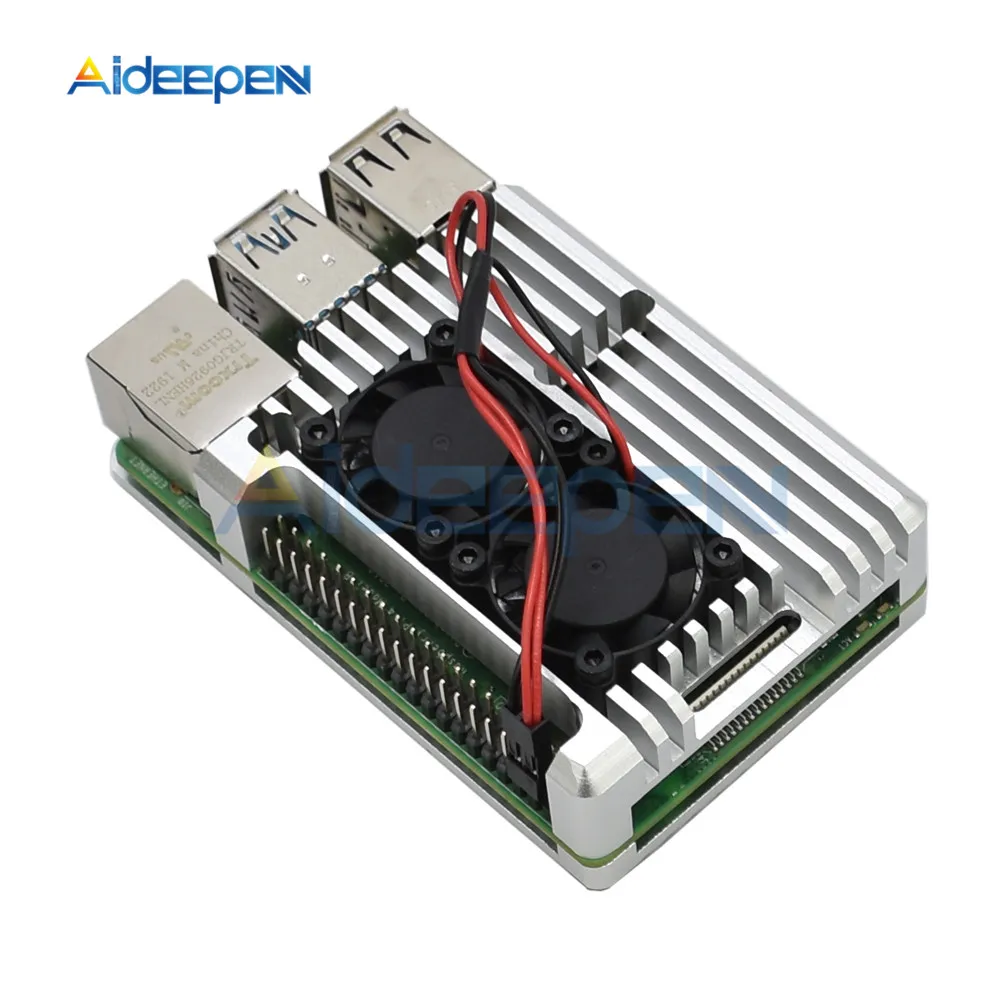 Алюминий CNC из алюминиевого сплава с корпус металлический корпус с двойной охлаждающий вентилятор Радиатор отвертка для Raspberry Pi 4 модели B