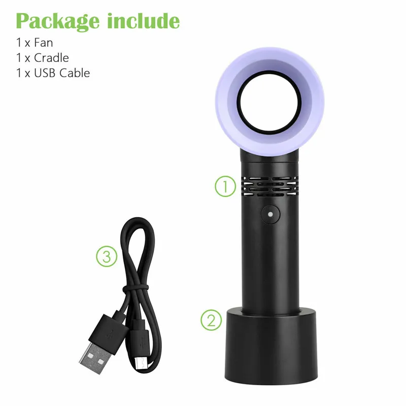 

Summer Mini Handheld Fan USB Charging Cooler Ultra-quiet Portable Small Bladeless Fan LED Cooling Fans for Travel Outdoor Office