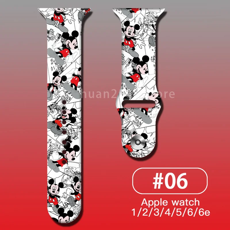 Ремешок для наручных часов Disney Stitch классный мультяшный браслет Apple Watch Band 44 40 45 41 38