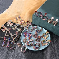 retro fashion zircon pendant earrings womens earrings trendy crystal inlaid stone earrings accessories party jewelry