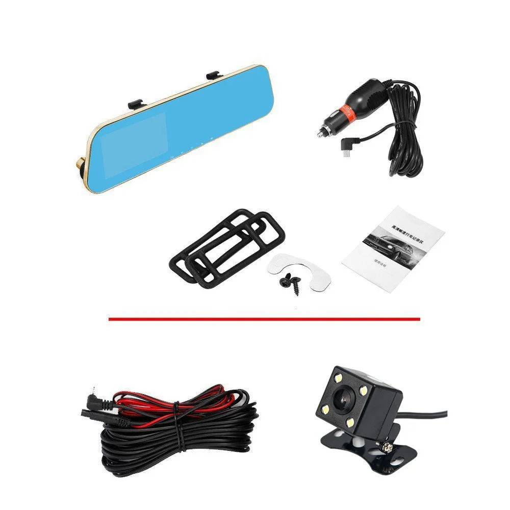 Автомобильный видеорегистратор с двумя объективами зеркало заднего вида