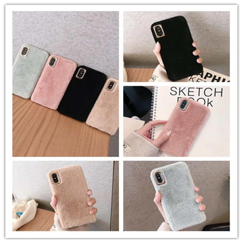 Теплый плюшевый чехол для iphone 11 Pro Max 7 8 Plus X XS XR 6 6s 5 5s se теплый с мехом кролика |