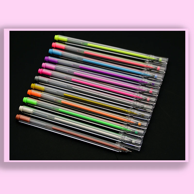 12Pcs Gel Highlighter Pen Highlighters Base for Markers Black Light Books Journals Drawing Manga Diy Doodling Gift Art | Канцтовары для