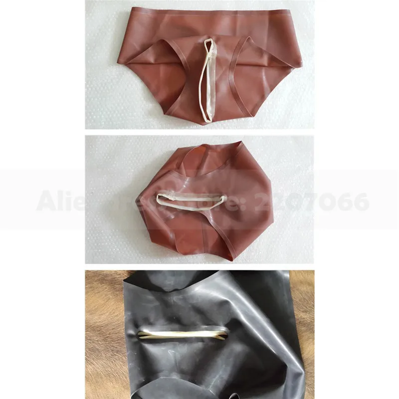 

Female Latex Shorts Panties Rubber Women with Briefs Opened Crotch Handmade Underwear RPW013
