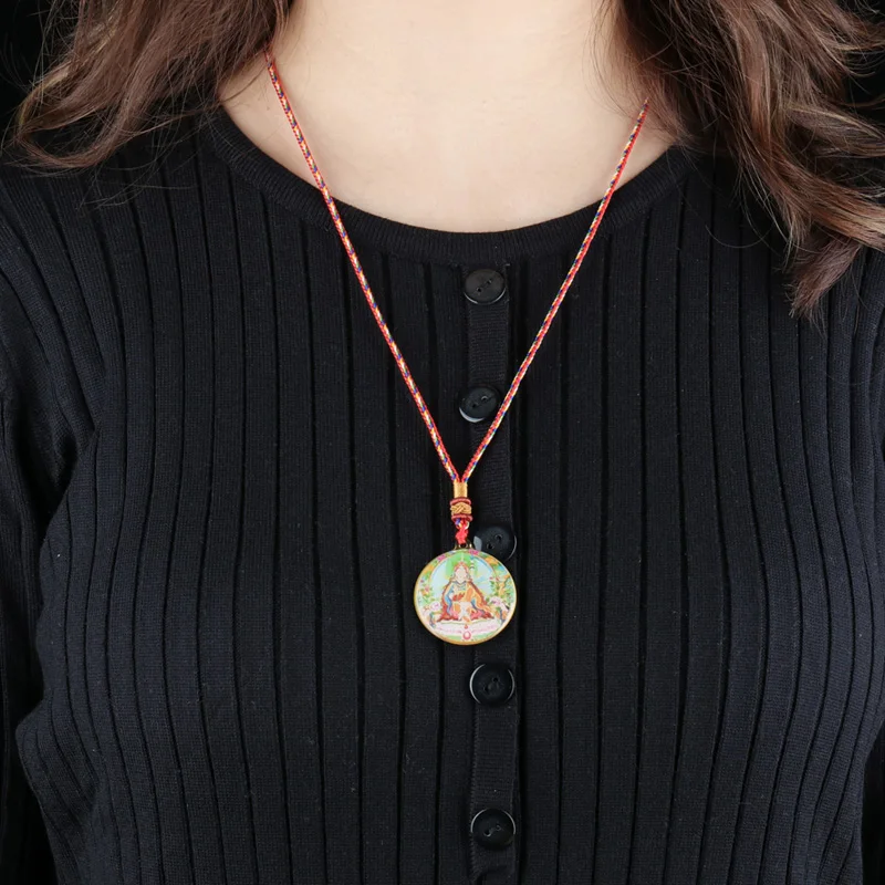 Guru падмасамбхава Будда статуя маленький танка тибетских Буддизм Медь Подвеска