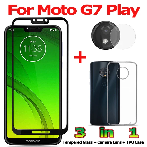 3-в-1 закаленное cтекло Motorola Moto G7 Plus G7 Power kамера cтекло Moto G7 Play защитное cтекло на Moto G7 Power закаленное стекло на Motorola Moto G7 Play защитное cтекло Moto G7 Plus стекло Motorola Moto G7 glass - Color: G7 Play 3-in-1