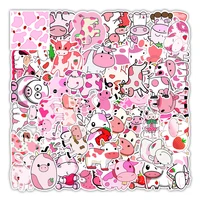 50pcs strawberry milk cow stickers for notebook stationery notepad pink sticker aesthetic craft supplies scrapbooking material