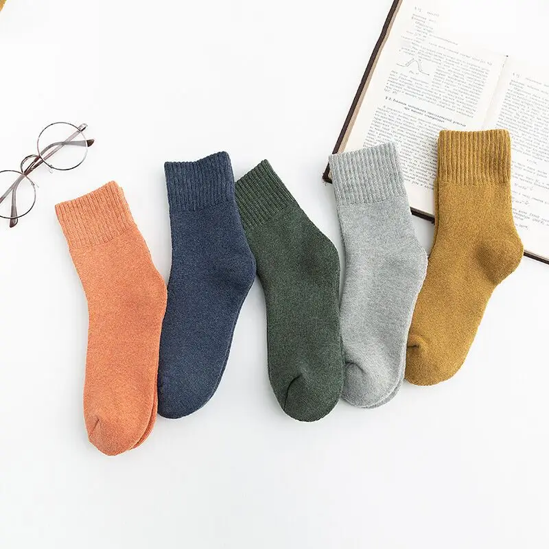 

5Pairs New Winter Wamer Women Thicken Thermal Wool Cashmere Snow Socks Seamless Terry Boots Floor Sleeping Socks for Mens