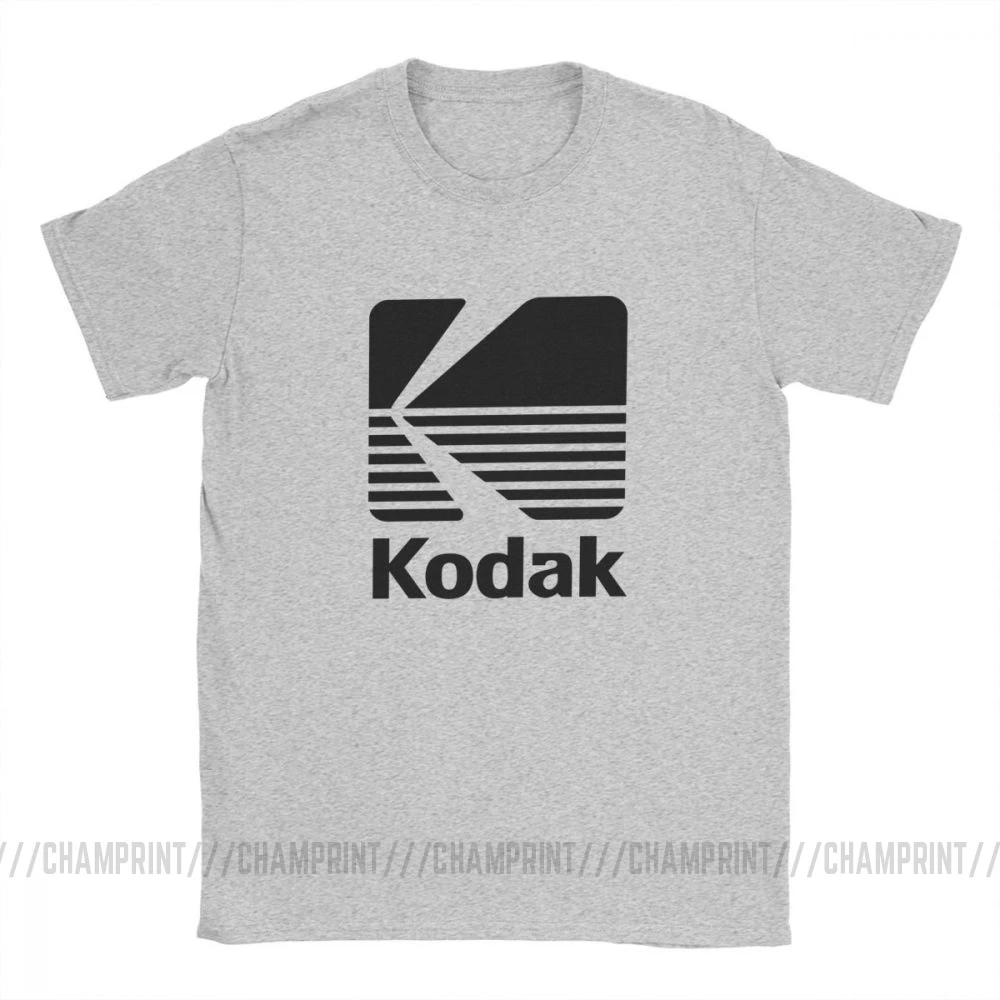 Серый Kodak фотография логотип футболка для мужчин камера фильм ретро короткий рукав Винтаж Футболка с круглым вырезом хлопковая одежда дизайнерские футболки - Цвет: Серый