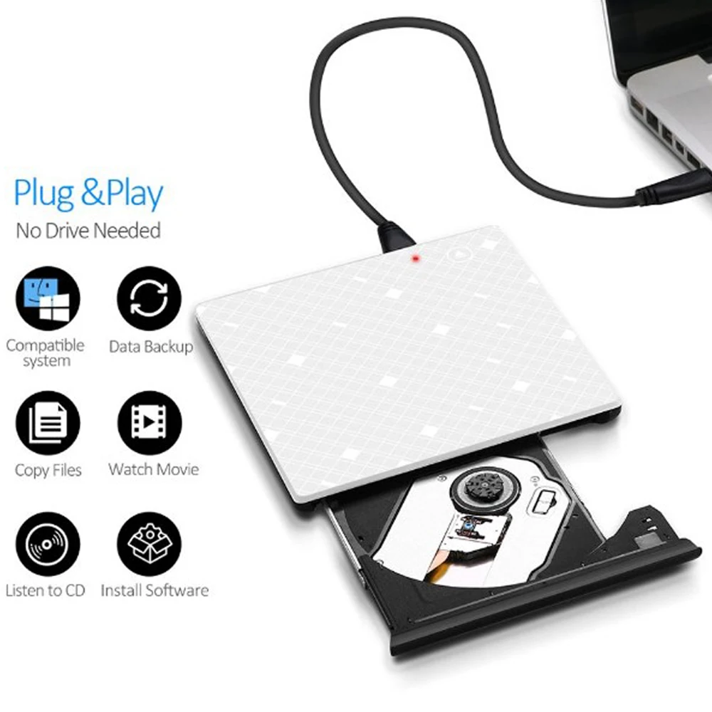 Внешний оптический привод USB 3 0 DVD CD RW для Apple Macbook hp ноутбуков ПК Windows 10|Оптические