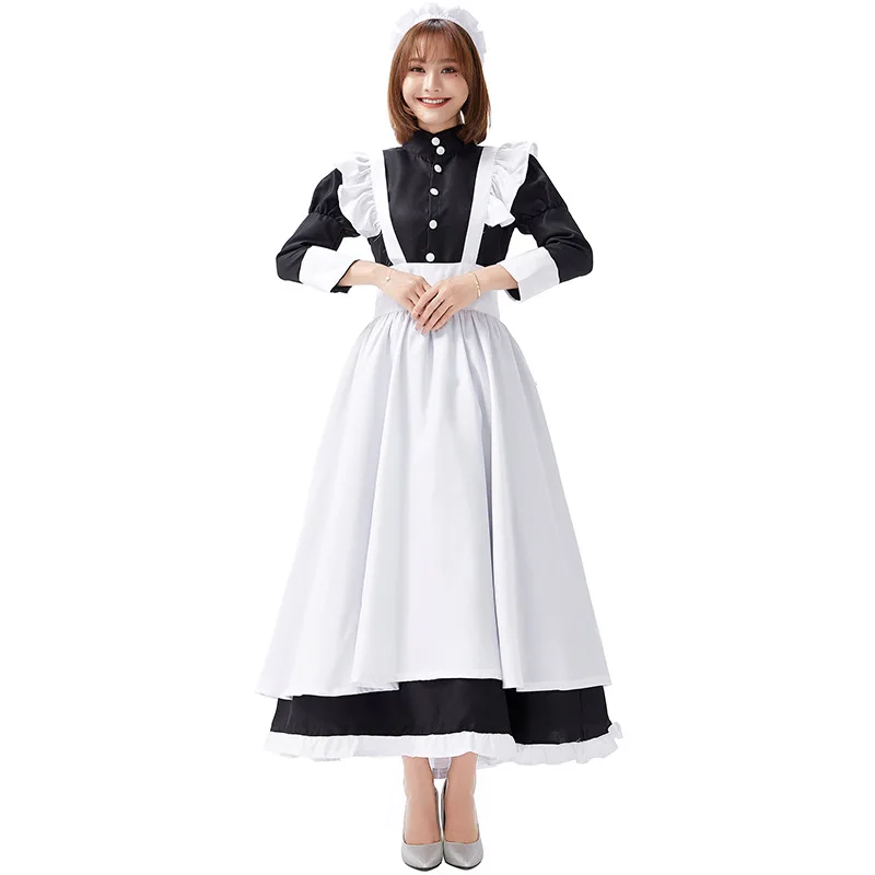 

Women's Castle Maid Costume Old Castle Long Dress Cafe Attendant Clothing Plus Size