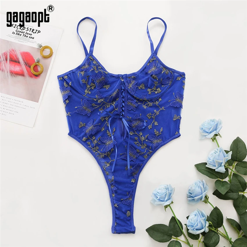

Gagaopt Floral Lace Bodysuit Women Patchwork Mesh Bodysuit 2021 Ladies Summer Skinny Sexy Teddy Body Femme