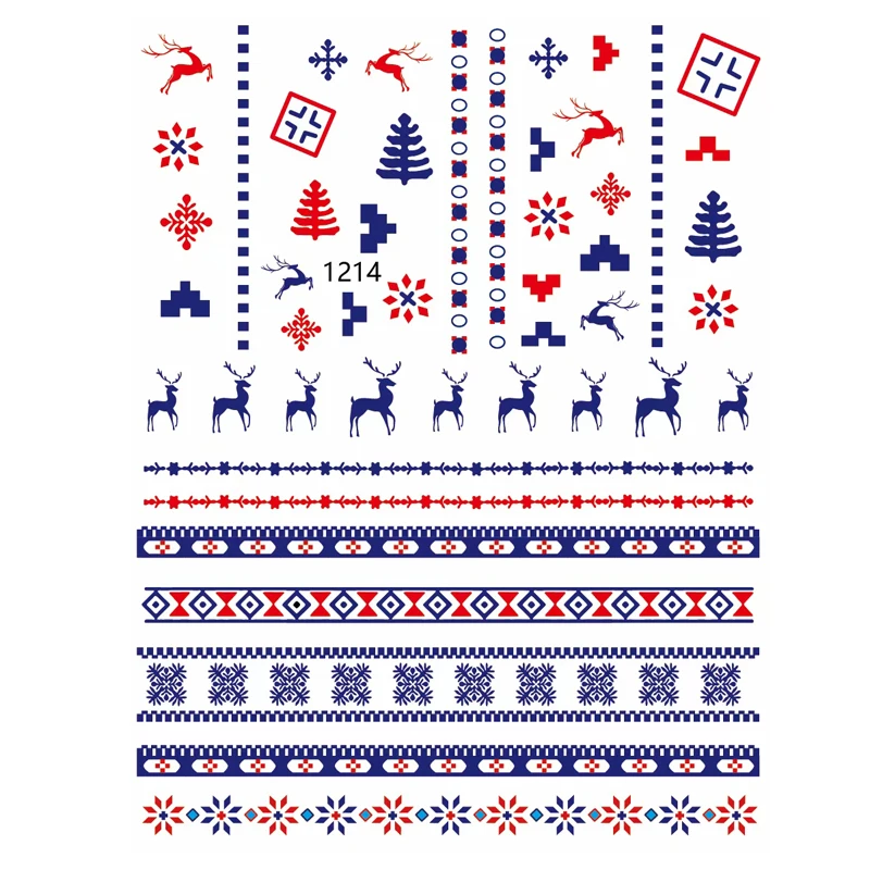 

10PCS 3D Color Snowflake Santa Nail Sticker Elk Gift DIY Nail Slider Snowman Nail Tool