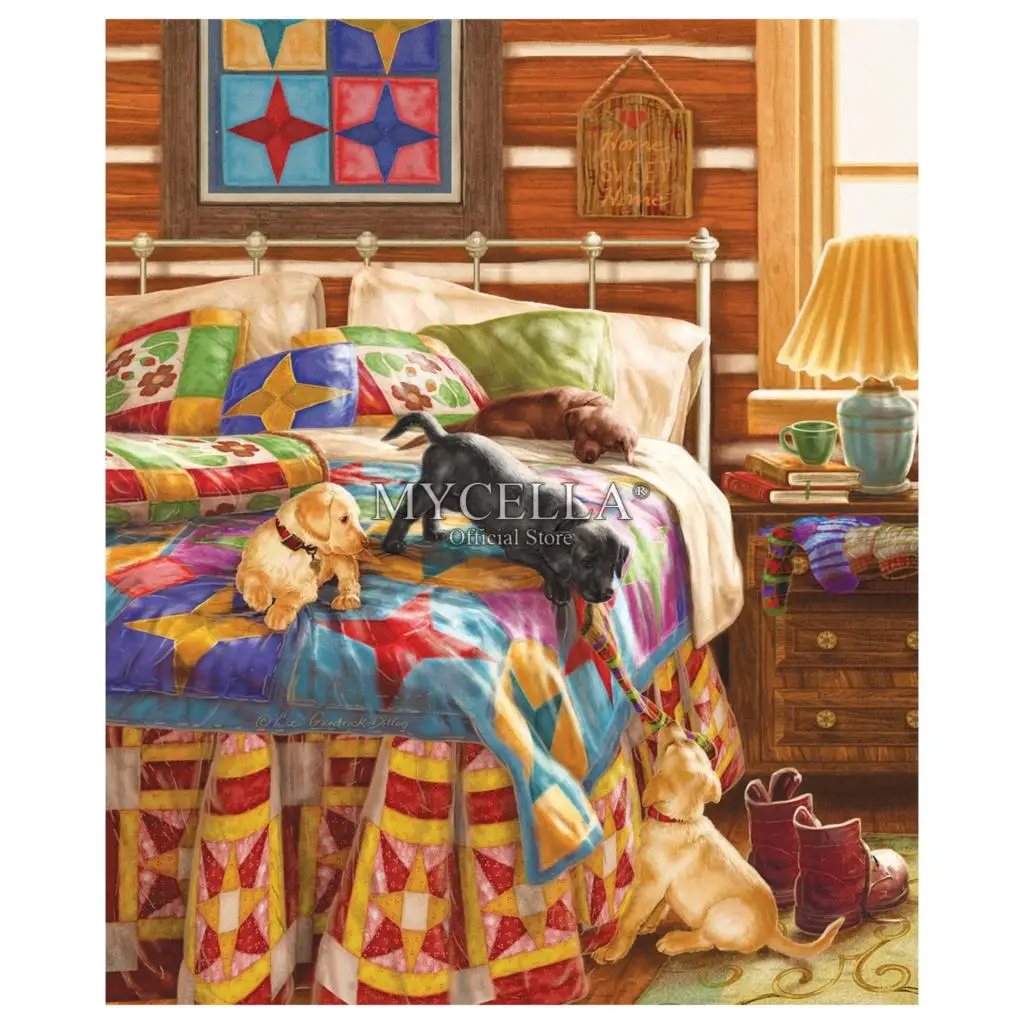 Собак Алмазная вышивка Плакаты 5D Diy крестиком Стразы битва мозаика подарок