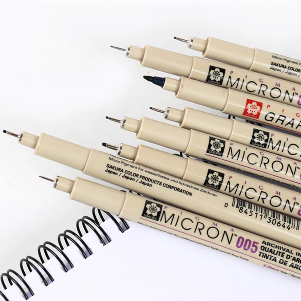 Маркеры для рисования Sakura ручка Pigma Micron мягкие кисть набросок набор 005 01 02 03 04 05 08 1 0