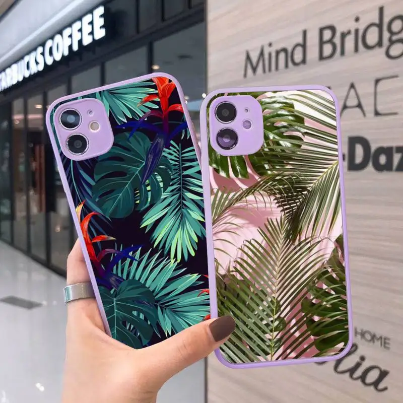 

Tropical green plant banana leaf leaves Phone Case Matte Transparent for iPhone 7 8 11 12 s mini pro X XS XR MAX Plus cover