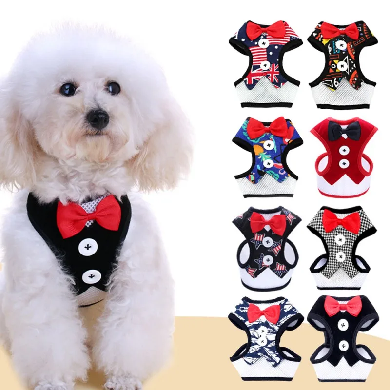Pet Harnesses Leash Chest Belt Collar Traction Rope For Dogs Breathable Dog Multi-Style Dress Bow Vest Clothes No Pull #1 | Дом и сад