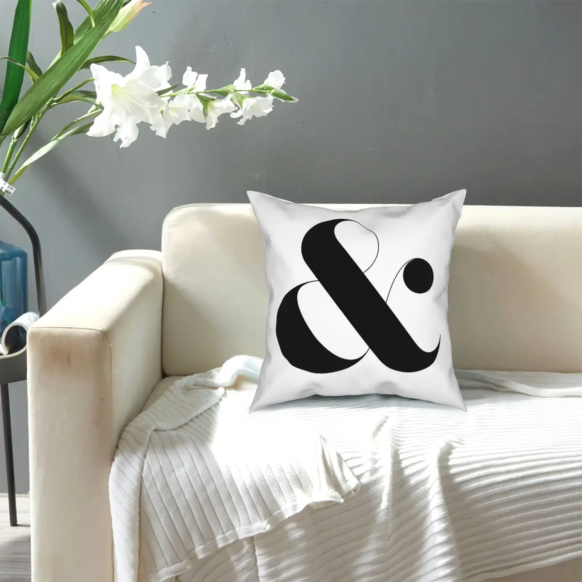 

Minimalist Ampersand Nordic Art Style Square Pillow Case Decorative Pillow Pillowcase 40x40 Cushion Covers