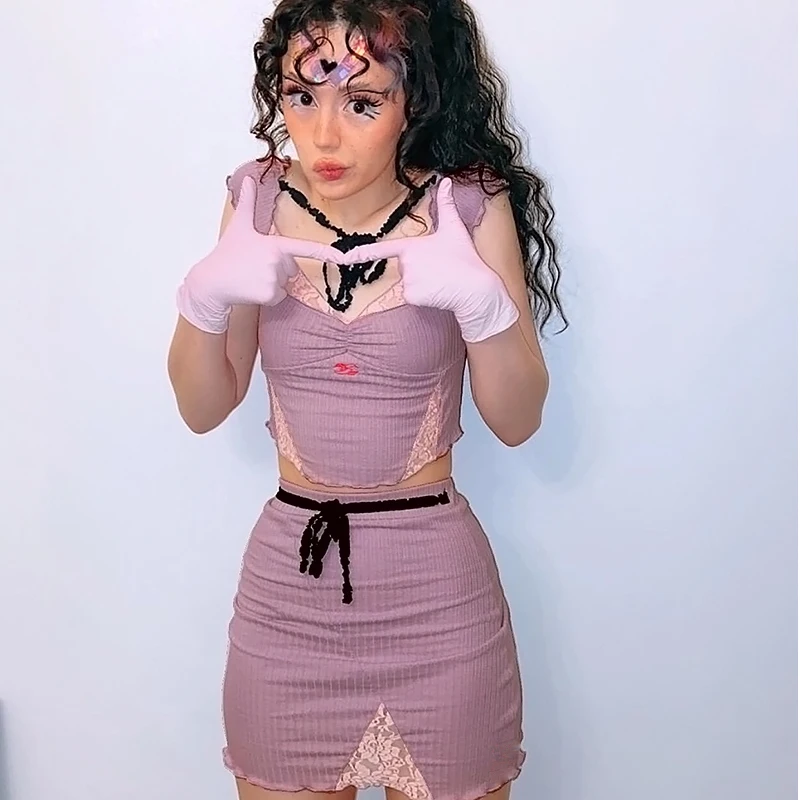 Женский комплект из футболки с коротким рукавом и мини юбки|Спортивные костюмы| |