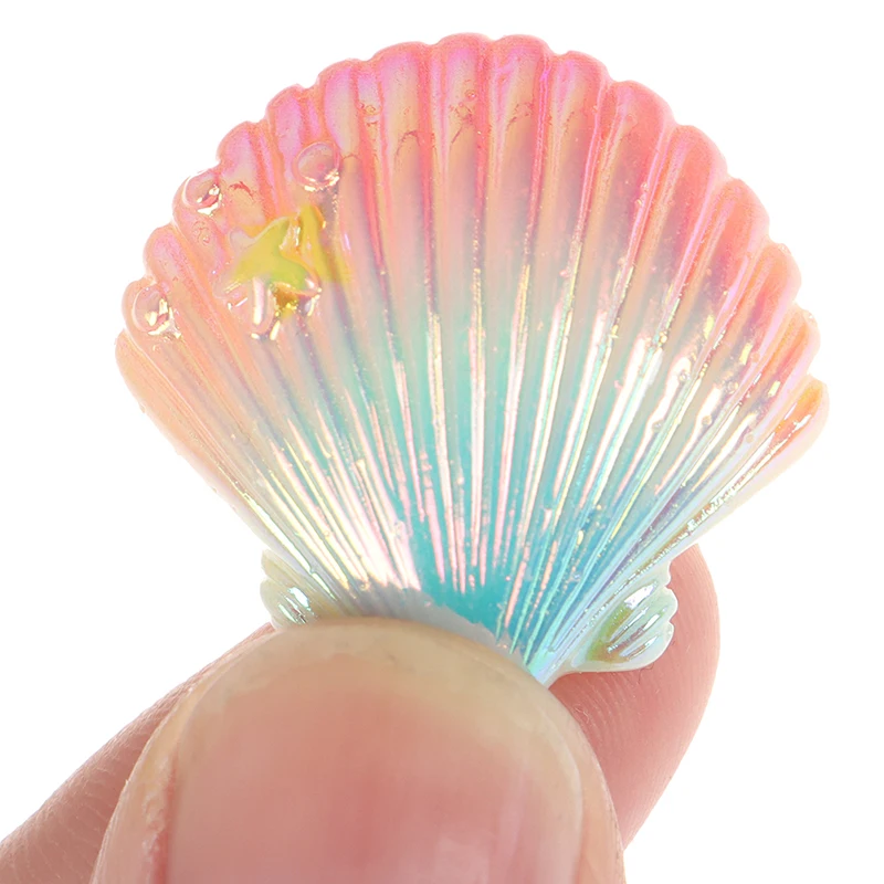 

10 Pcs Resin Kawaii Laser Shell Flatback Cabochons Embellishment DIY Accessories Scrapbooking Crafts Decoration:25*26mm