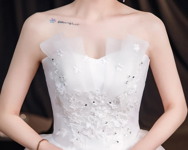 DM-2106 # невесты свадебное платье смолы сверить Белое Бальное Платье V образным