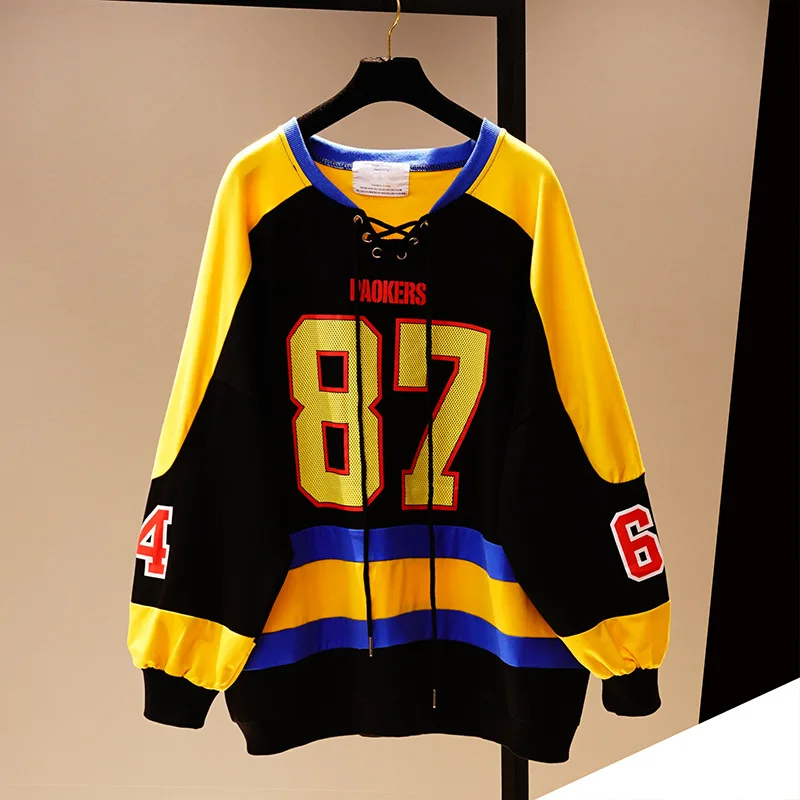 Размера плюс 8XL обхват груди 140 см весенний свитшот пуловер повседневный