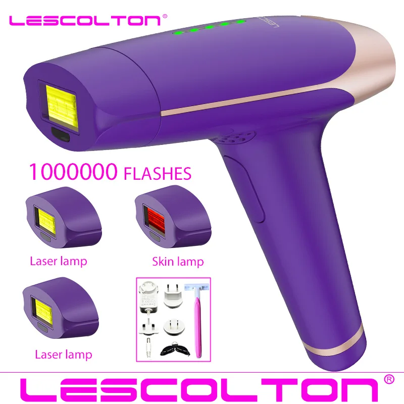 Four head Purple Lescolton больше ламп T009 IPL лазерная Машинка для удаления волос лазерный эпилятор удаление волос перманентное бикини триммер depilador лазер - Цвет: Four head Purple