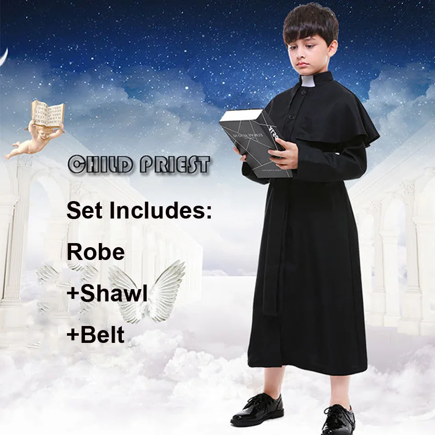 Костюм священника на Хэллоуин для мальчиков детский католический Бог отец
