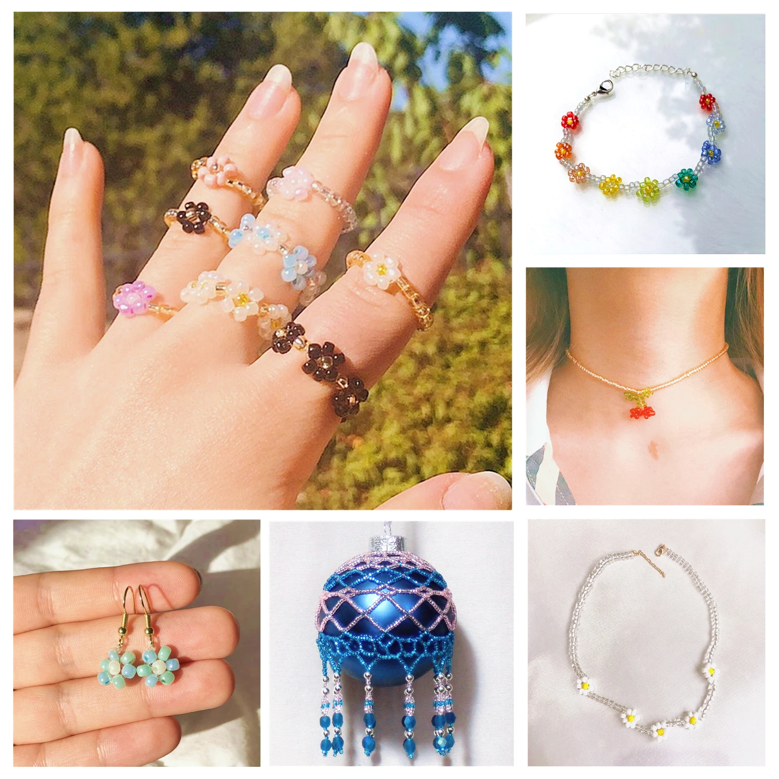 

Glass seed bead set, a variety of small semi-precious stones, used for making DIY crafts for bracelets, jewelry and earring