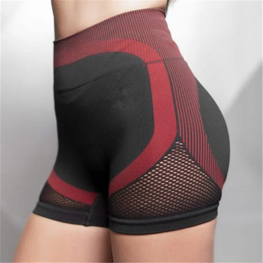 CB253 red shorts Бесшовные шорты для фитнеса и йоги с высокой талией, шорты для йоги, розовые шорты из спандекса для тренировок - Цвет: CB253 red shorts