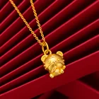 Женское Ожерелье из чистого желтого золота 18 К 999 пробы с кулоном в виде маленького тигра