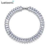 luoteemi fashion 1719cm 7mm cubic zirconia tennis bracelets for womenmen iced out chain bracelets silver color chain jewelry