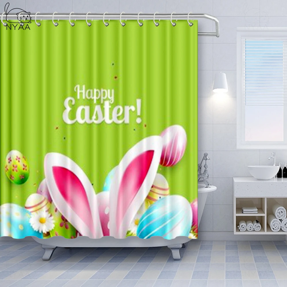 NYAA Пасхальный кролик яйцо занавеска для ванной смешная деревянная душа 3d