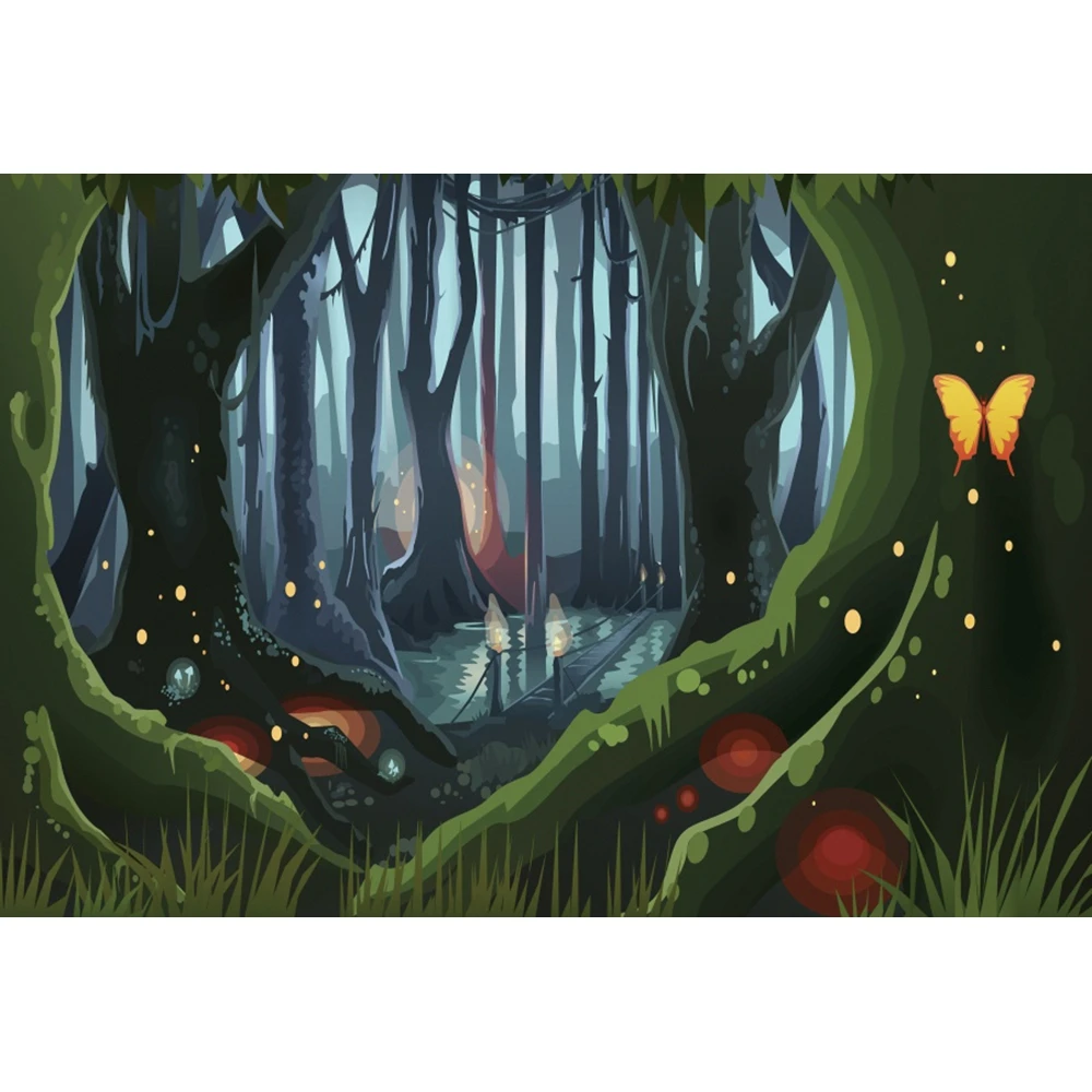 Фоны для фотостудии Yeele Jungle лес странное дерево дом Сумерки ужасные фотографии |